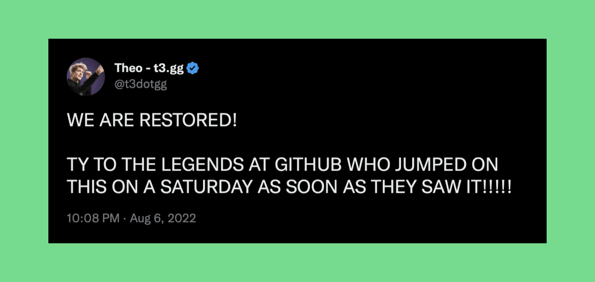 GitHub restored T3 repo